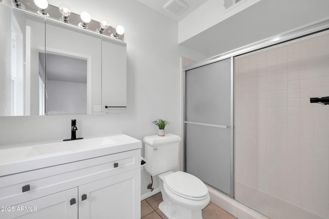 6527 W Sunnyside Dr, Glendale, AZ 85304 - full bathroom featuring a shower stall, visible vents, and toilet