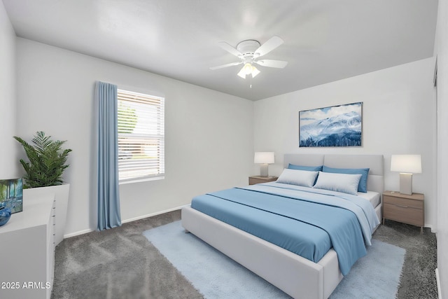 6527 W Sunnyside Dr, Glendale, AZ 85304 - bedroom with baseboards, a ceiling fan, and carpet