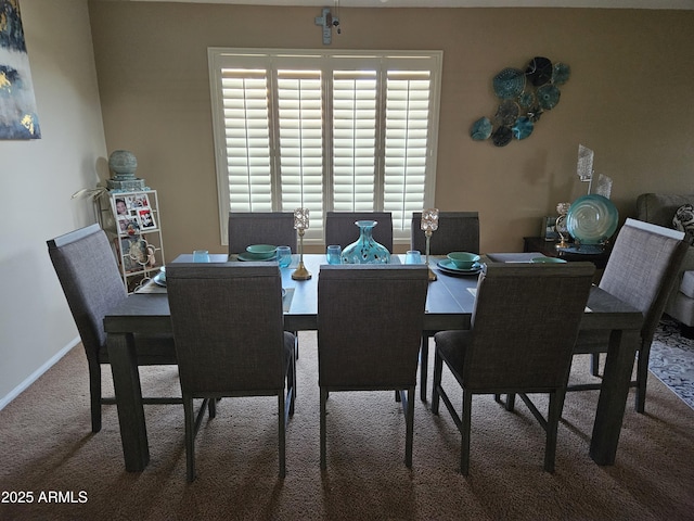 dining area with carpet floors