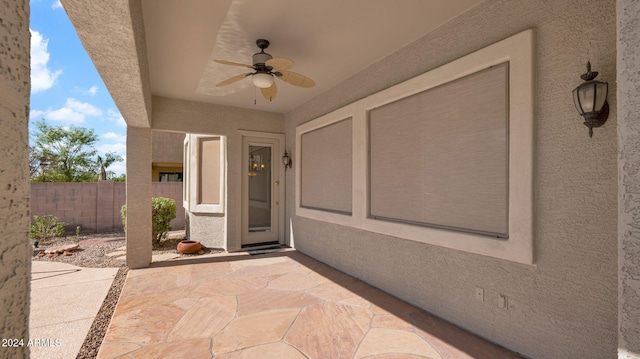 view of patio / terrace with ceiling fan