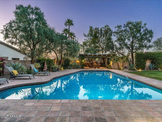 8022 N Ironwood Dr, Paradise Valley, AZ 85253 - view of pool featuring a patio area, a pergola, and a fenced backyard