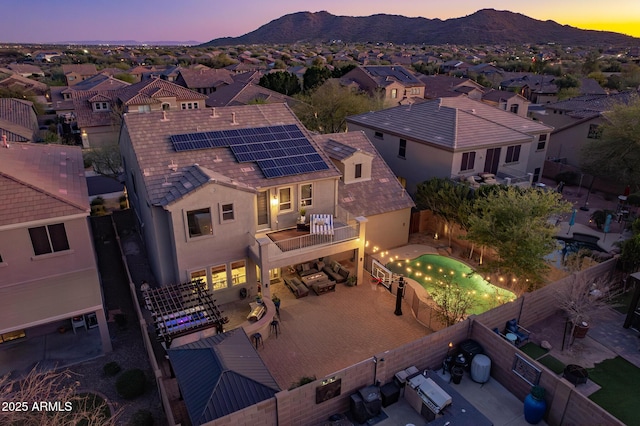 aerial view with a residential view and a mountain view