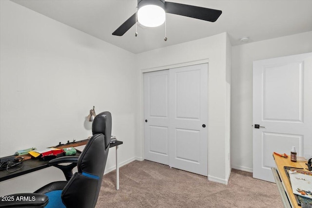 17461 W Molly Ln, Surprise, AZ 85387 - office area featuring light carpet, ceiling fan, and baseboards