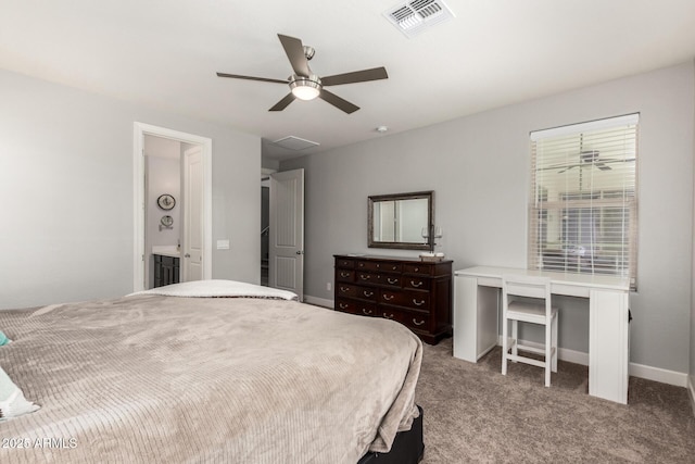 913 W Yosemite Dr, Chandler, AZ 85248 - carpeted bedroom featuring ceiling fan, baseboards, and ensuite bathroom