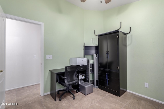 home office featuring ceiling fan