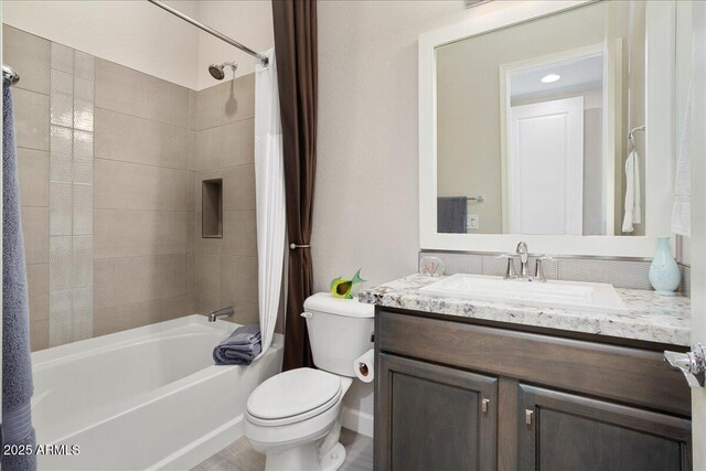 29344 N 132nd Ln, Peoria, AZ 85383 - bathroom featuring toilet, shower / bath combination with curtain, and vanity