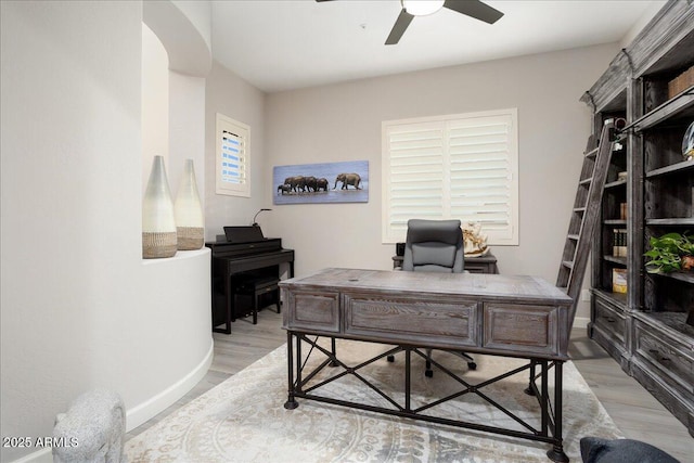 29344 N 132nd Ln, Peoria, AZ 85383 - office area featuring ceiling fan, light wood-style floors, and baseboards