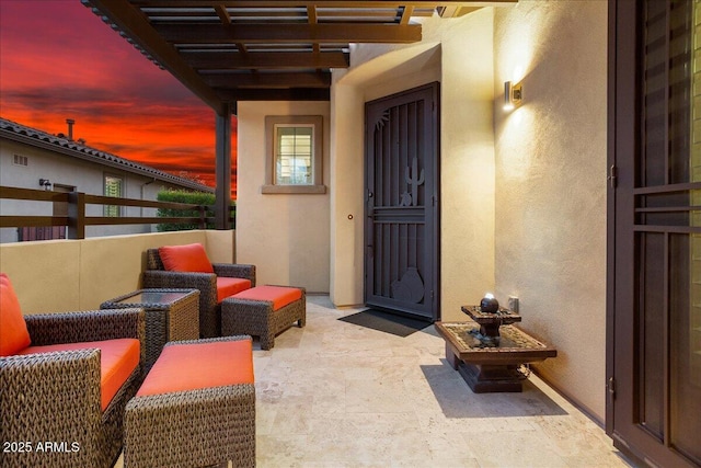 29344 N 132nd Ln, Peoria, AZ 85383 - property entrance with stucco siding and an outdoor living space