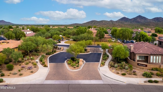 bird's eye view featuring a residential view and a mountain view