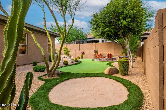 view of yard featuring a fenced backyard and a patio