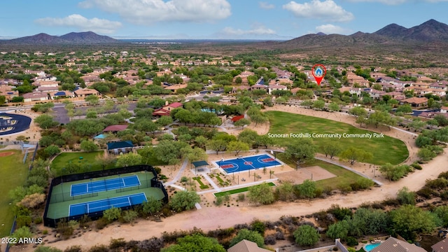 aerial view with a mountain view