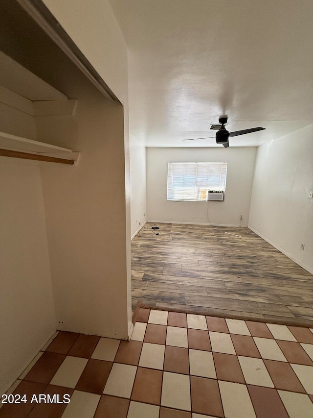 interior space featuring ceiling fan and light hardwood / wood-style flooring