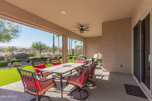 view of patio / terrace with ceiling fan