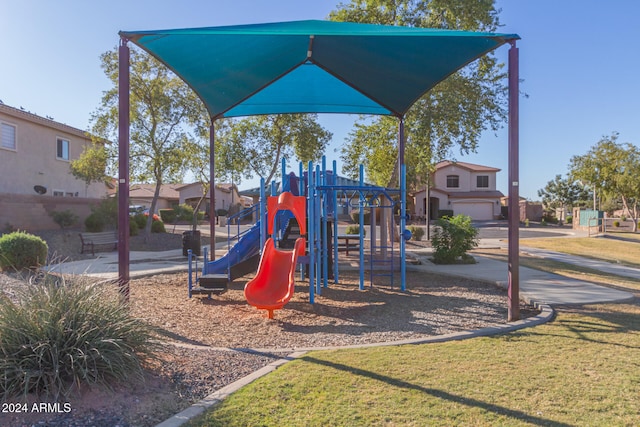 view of playground featuring a yard