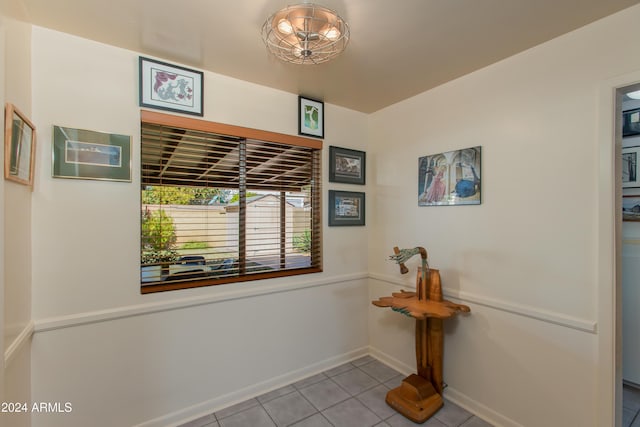 interior space featuring light tile patterned flooring