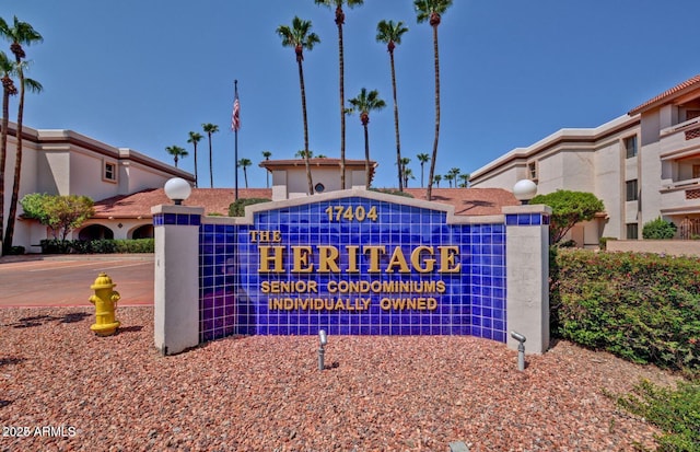 view of community sign