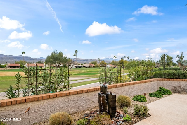 view of community featuring a mountain view