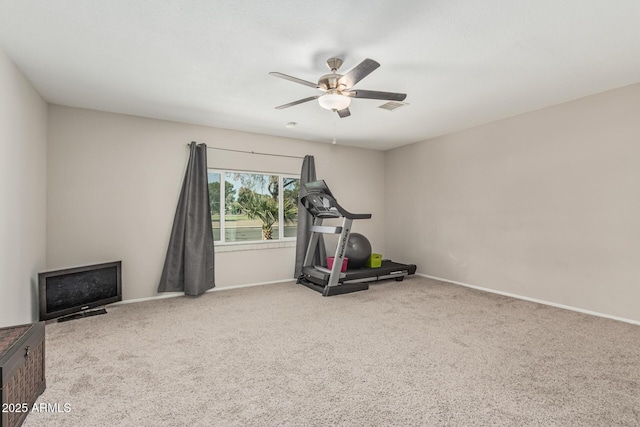 3741 W Poinsettia Dr, Phoenix, AZ 85029 - workout area with carpet flooring, a ceiling fan, and baseboards