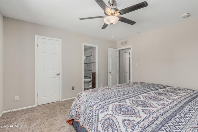 3741 W Poinsettia Dr, Phoenix, AZ 85029 - bedroom featuring carpet, baseboards, a ceiling fan, and ensuite bath