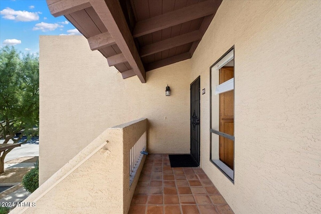 doorway to property with a balcony