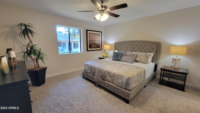 bedroom with carpet and ceiling fan