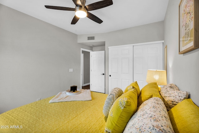 6145 E Snowdon St, Mesa, AZ 85215 - bedroom featuring a closet and ceiling fan