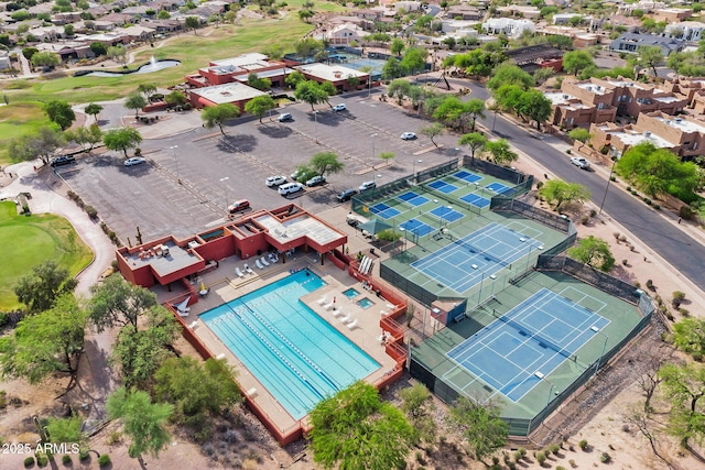 6145 E Snowdon St, Mesa, AZ 85215 - aerial perspective of suburban area with a golf course and a pool