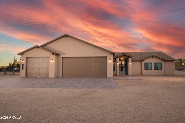 view of front of house with a garage