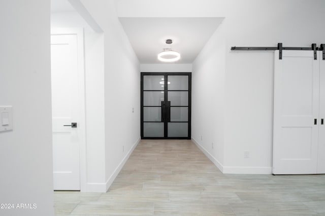 hallway with a barn door