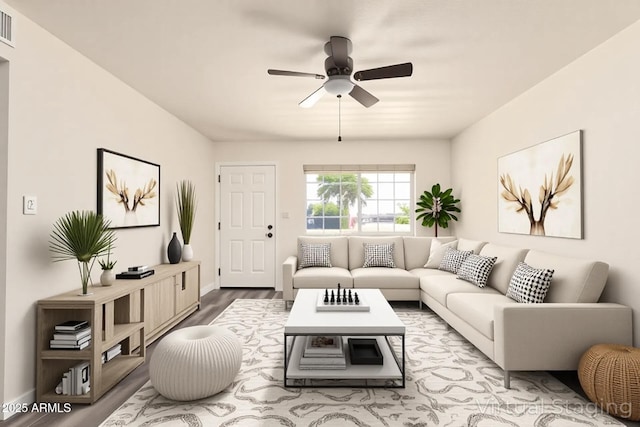 3114 W Villa Maria Dr, Phoenix, AZ 85053 - living room with ceiling fan and wood finished floors
