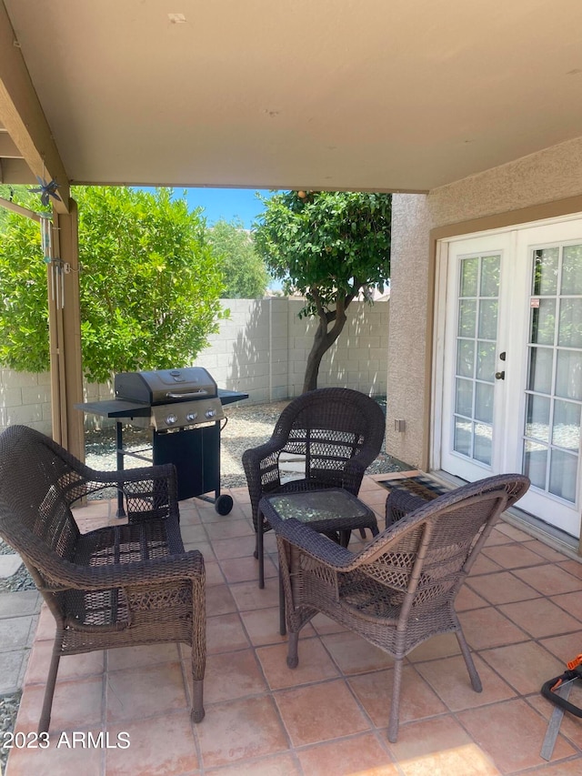 view of patio / terrace featuring a grill