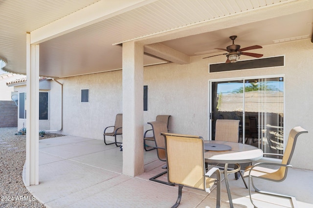 view of patio with ceiling fan