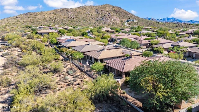 bird's eye view with a mountain view