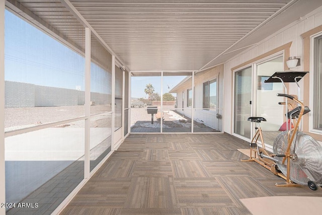 view of unfurnished sunroom