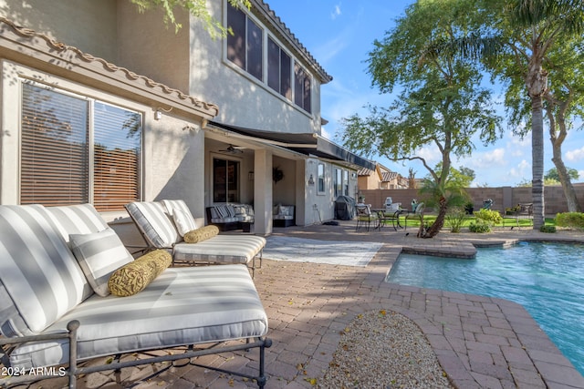 view of pool with an outdoor hangout area and a patio