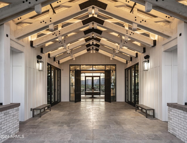 doorway to property featuring french doors