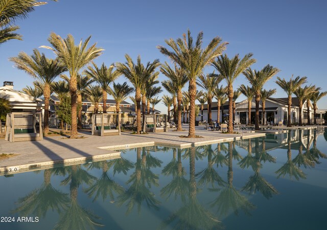 view of swimming pool with a patio area