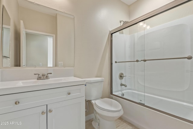 14646 S Brook Hollow Rd, Arizona City, AZ 85123 - full bathroom featuring toilet, bath / shower combo with glass door, and vanity