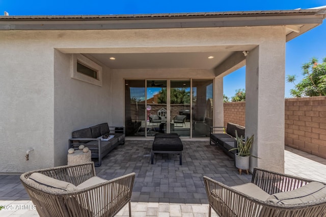 view of patio / terrace featuring an outdoor living space