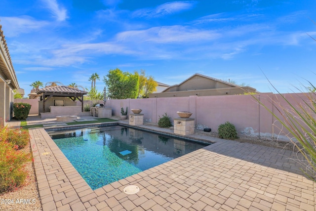 view of pool with a gazebo and a patio area