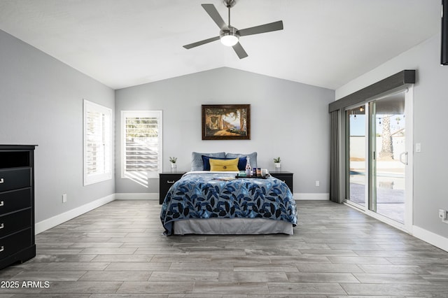 6102 E Nisbet Rd, Scottsdale, AZ 85254 - bedroom with multiple windows, access to outside, lofted ceiling, and ceiling fan