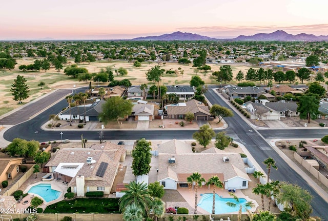 6102 E Nisbet Rd, Scottsdale, AZ 85254 - aerial view at dusk featuring a mountain view