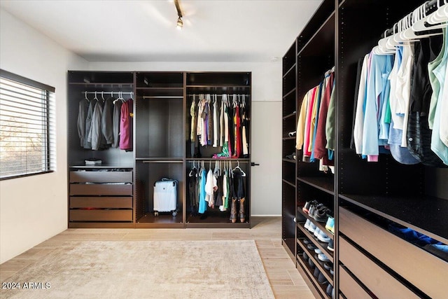 spacious closet with light wood-type flooring