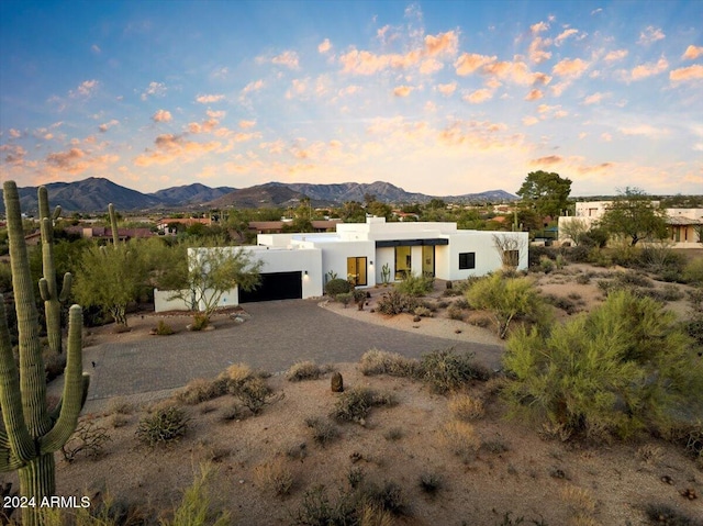 view of front facade with a mountain view