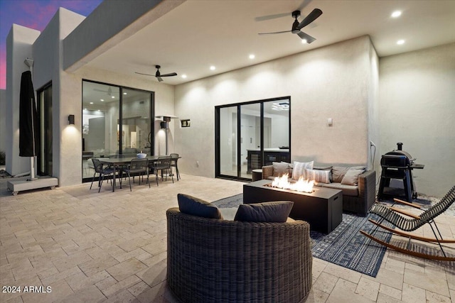 view of patio with an outdoor hangout area and ceiling fan