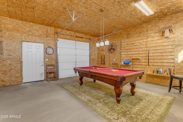 game room featuring billiards and concrete flooring