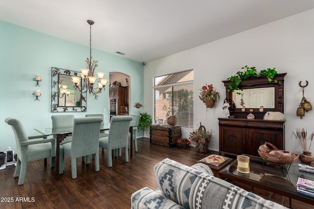 22026 N 44th Pl, Phoenix, AZ 85050 - dining area with a notable chandelier, visible vents, and wood finished floors