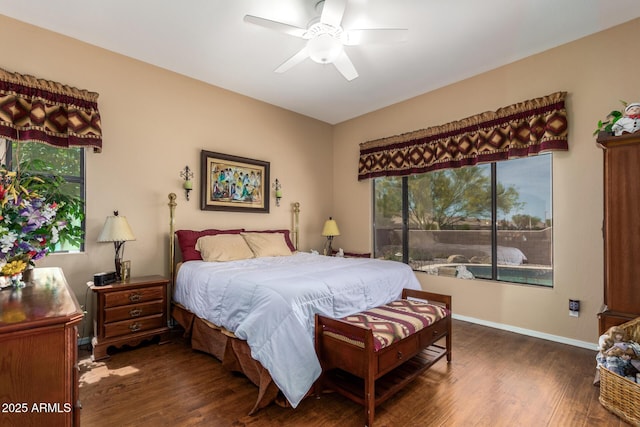 22026 N 44th Pl, Phoenix, AZ 85050 - bedroom with ceiling fan, baseboards, and wood finished floors
