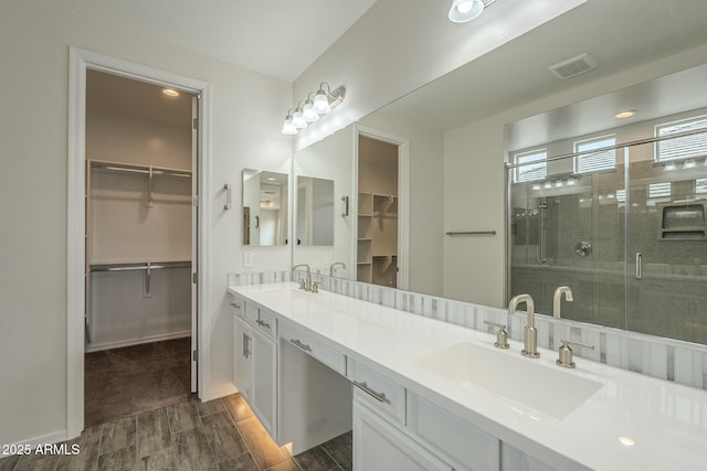4090 E Bethena St, Gilbert, AZ 85295 - bathroom with a sink, a shower stall, a walk in closet, and visible vents