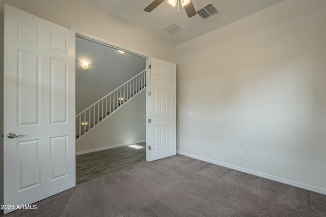 4090 E Bethena St, Gilbert, AZ 85295 - unfurnished room with baseboards, visible vents, carpet, and a ceiling fan
